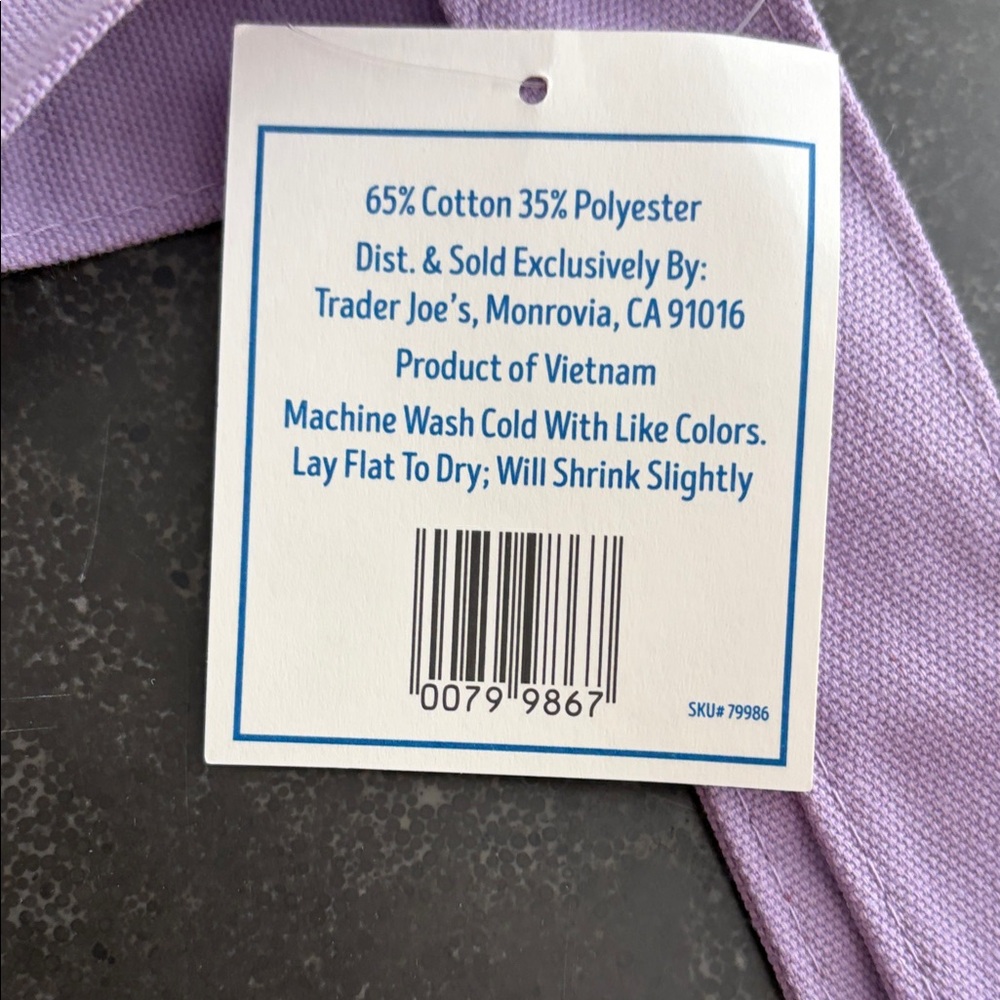 Trader Joe’s Mini Pastel Canvas Tote Bag - Lavender & Cream - Picture 3 of 4